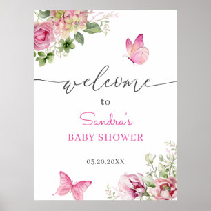 Välkomsthälsa om vattenfärgsfjäder, babyskor poster