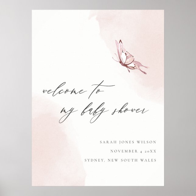 Välkomsthälsa om  vattenfärgsfjäder för babyskor poster (Framsidan)