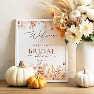 Välkomsthälsa om Watercolor Boho Fall Pumpkin Brid Poster