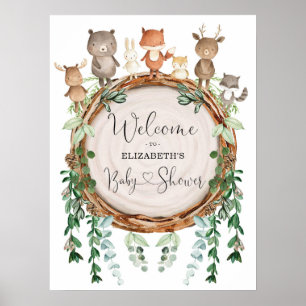 Välkomsthälsa om Whimsical Woodland Animals Baby S Poster
