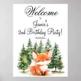 Välkomsthälsa om Whimsical Woodland Fox 2:a födels Poster