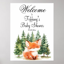Välkomsthälsa om Whimsique Woodland Fox Baby Showe Poster