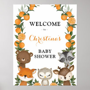 Välkomsthälsa över Citrus Woodland Baby Shower (so Poster