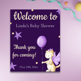 Välkomsthälsa till Balloon Girl Baby Shower Poster