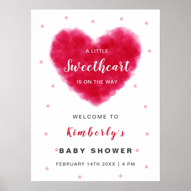 Välkomsthälsa till en ung Valentines Baby Shower Poster (Framsidan)