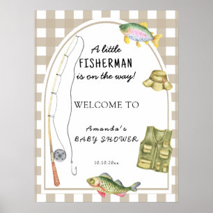 Välkomsthälsa till fiskaren Baby Shower Poster