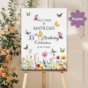 Välkomsthälsa till fjärilar och Wildblommor 85:e f Poster
