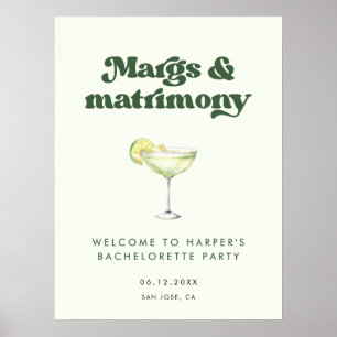 Välkomsthälsa till Margs och Matrimony Bachelorett Poster