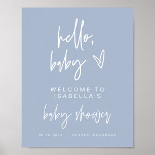 Välkomsthälsa till MARLO Modern Boho Dusty Blue Ba Poster