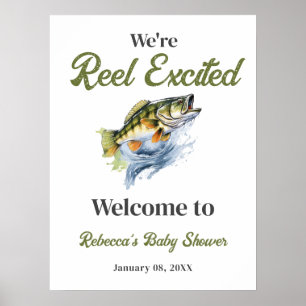 Välkomsthälsa till Reel Exced Fish Fisherman Baby Poster