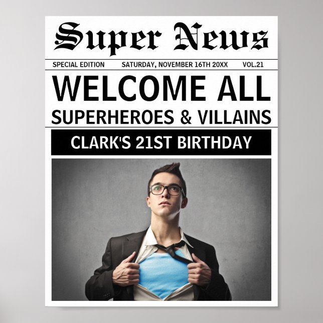 Välkomsthälsa till Superheroes eller Villains Föde Poster (Framsidan)