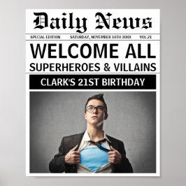 Välkomsthälsa till Superheroes och Villains Födels Poster