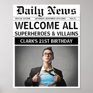 Välkomsthälsa till Superheroes och Villains Födels Poster