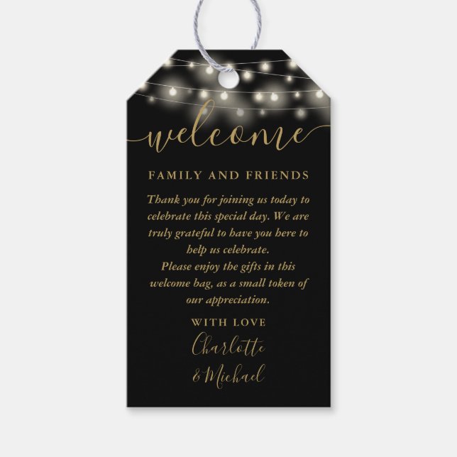 Välkomsthälsa till Svart och Guld Ljus, Basket Presentetikett (Framsidan)