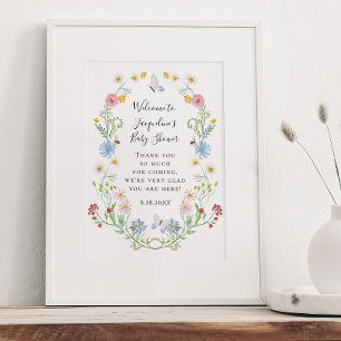 Välkomsthälsa: Watercolor Blommigt Baby Shower P Poster