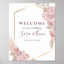 Välkomsthälsan i Böhmen Rosa ros och Bröllop Poster