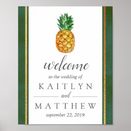 Välkomsthälsan till den tropiska ananas Bröllop-sa Poster