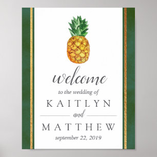 Välkomsthälsan till den tropiska ananas Bröllop-sa Poster