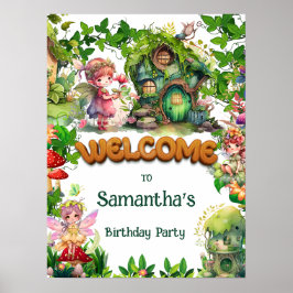 Välkomsthälsande Garden Fairy Birthday Poster