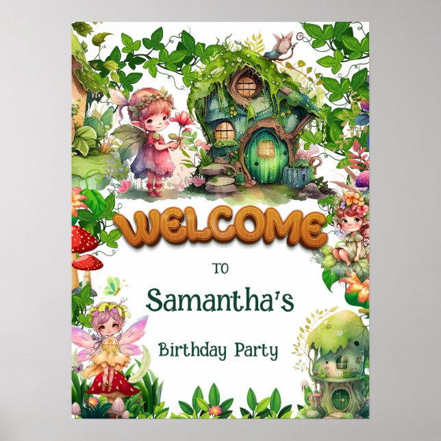 Välkomsthälsande Garden Fairy Birthday Poster (Framsidan)