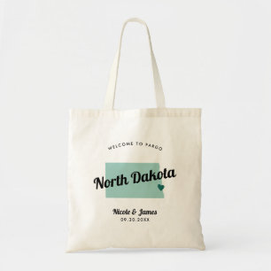 Välkomsthälsbälte i Färg North Dakota Karta Bröllo Tygkasse