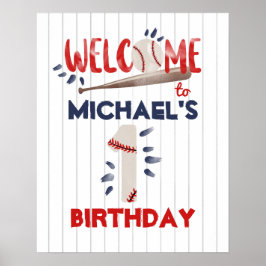 Välkomsthälsning 1:a Baseball Birthday Poster