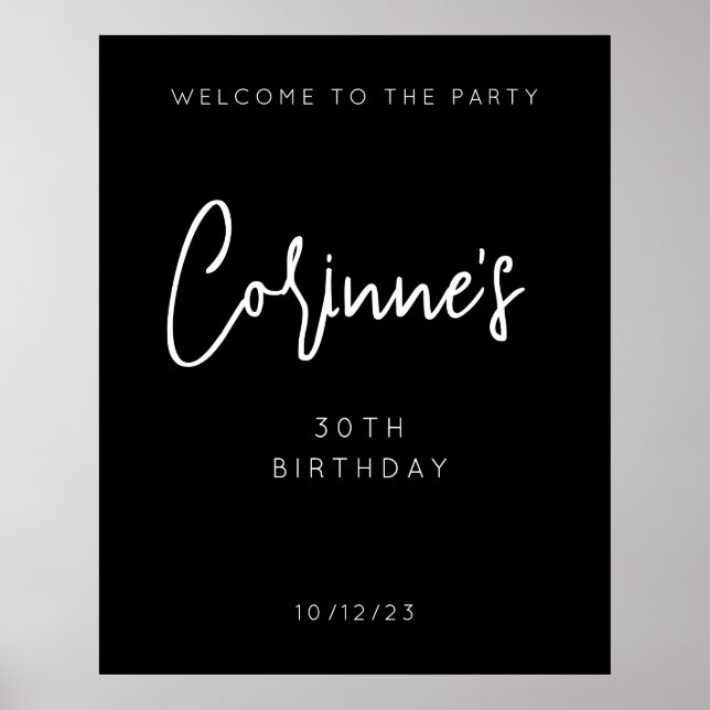 Välkomsthälsning för 30års födelsedag med minimali poster (Framsidan)