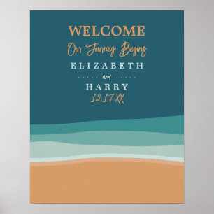 Välkomsthälsning för abstrakten Ocean Beach Weddin Poster