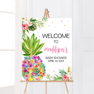 Välkomsthälsning för ananas Blommigt Poster