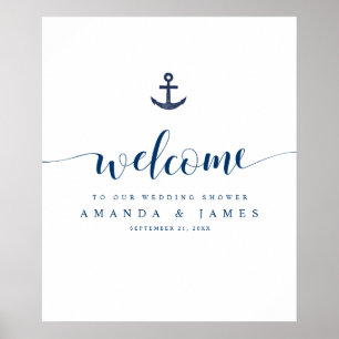 Välkomsthälsning för Anchor Simple Blue Nautical P Poster