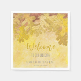 Välkomsthälsning för Autumn Oak Löv Bröllop Pappersservett