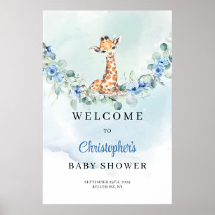 Välkomsthälsning för baby giraffe Baby Shower för  Poster