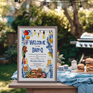 Välkomsthälsning för Baby-Q, sommarblått, sommarbl Poster