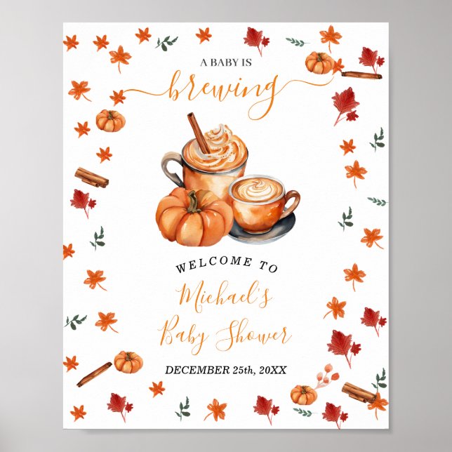 Välkomsthälsning för babybabylift för brygga Pumpk Poster (Framsidan)