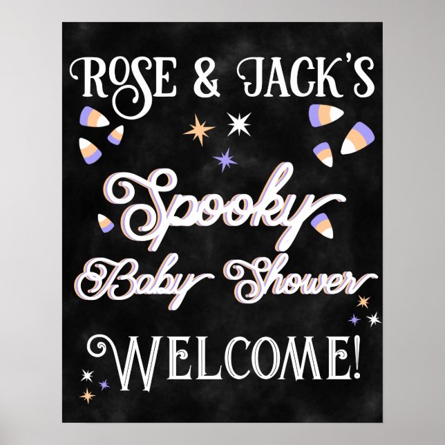 Välkomsthälsning för babybabyskor i candy corn poster (Framsidan)