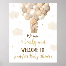 Välkomsthälsning för babybabyskor i Guld Nalle Poster