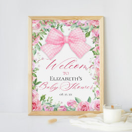 Välkomsthälsning för babyfodral för rosa Bow & Ro  Poster