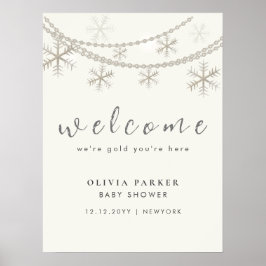 Välkomsthälsning för babykläder för elegant Snöfli Poster