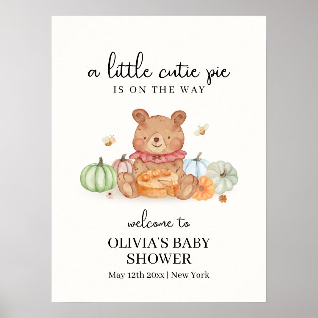 Välkomsthälsning för babykläder i Cutie Pumpkin Pa Poster (Framsidan)
