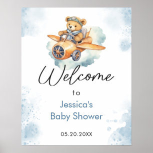 Välkomsthälsning för babykläder i Nallen Vattenfär Poster