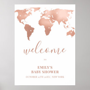 Välkomsthälsning för babykläder i rosa Guld World Poster
