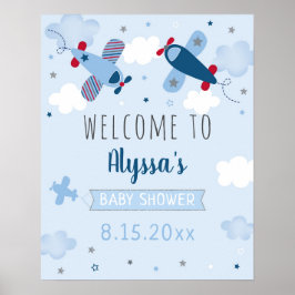 Välkomsthälsning för babykläder på flygplan poster