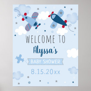 Välkomsthälsning för babykläder på flygplan poster