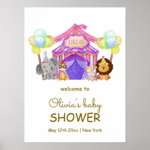 Välkomsthälsning för babyskor från Safari Circus C Poster