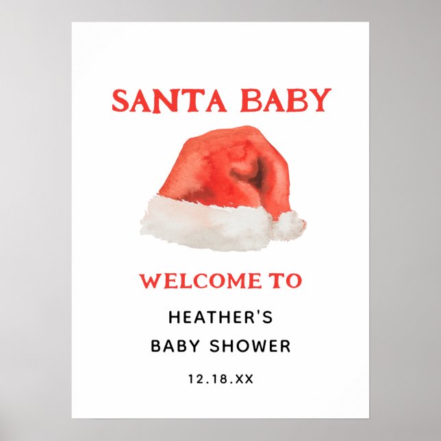Välkomsthälsning för babyskor i Santa Baby Helgdag Poster (Framsidan)