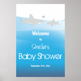 Välkomsthälsning för babyskor i Shark Ocean Poster