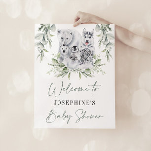 Välkomsthälsning för babyskor med Neutralt för vin Poster