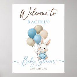 Välkomsthälsning för Ballons Blue Baby Shower Poster