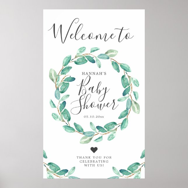 Välkomsthälsning för Bayou Botanicals Baby Shower Poster (Framsidan)