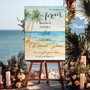 Välkomsthälsning för Beach och Handflatan Träd Reh Poster